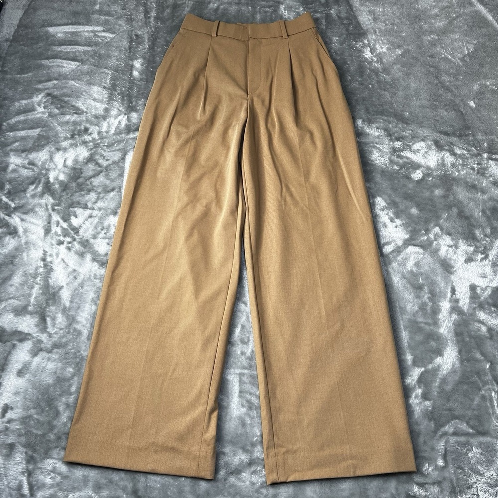 Uniqlo Pants Womens Size Small Pleated Wide-Leg Cotton Pleated Dress Up Preppy